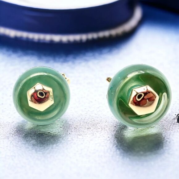 Authentic! Vintage Marina B 18k Yellow Gold Pneu Crystal Earrings - Picture 2 of 15